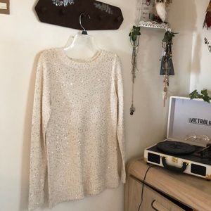 sparkle sequin cream knit sweater